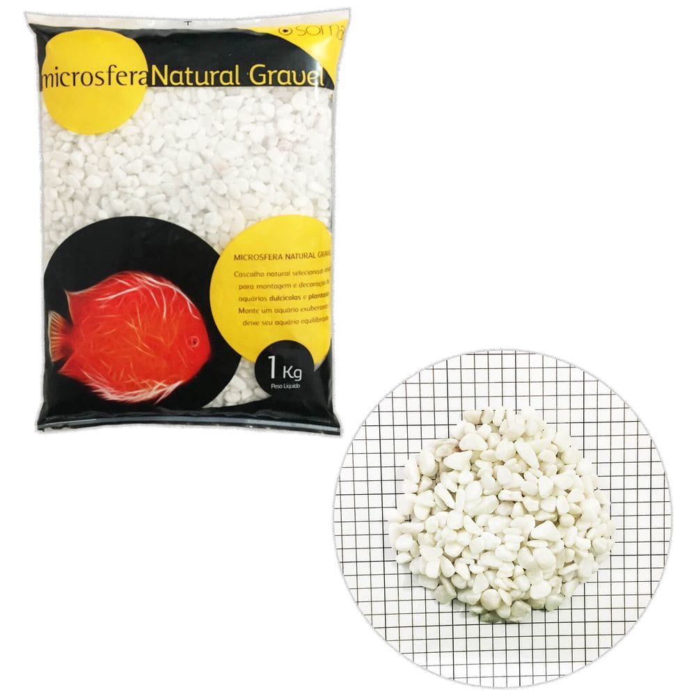 Substrato SOMA Natural Gravel Pebble White 1Kg 3-5mm Branco