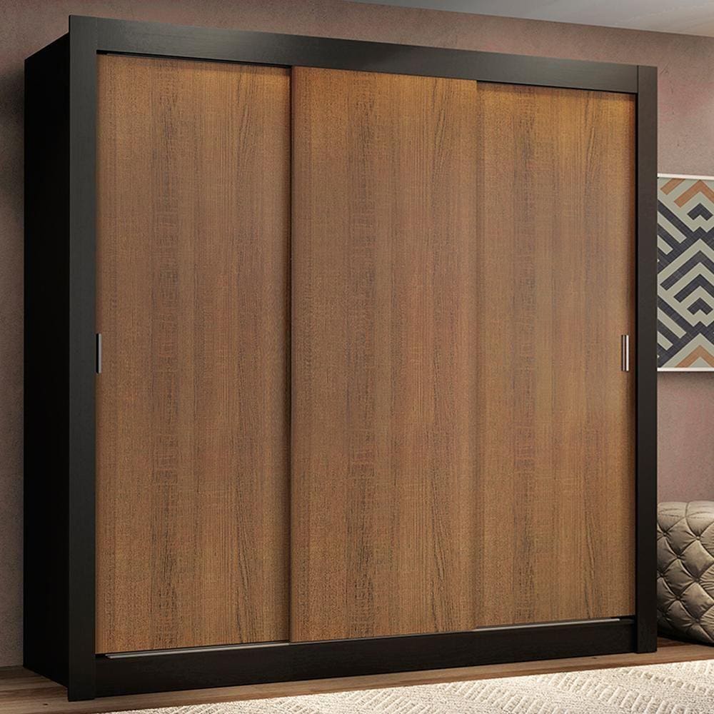 Guarda Roupa Casal Madesa Lyon Plus 3 Portas de Correr 4 Gavetas