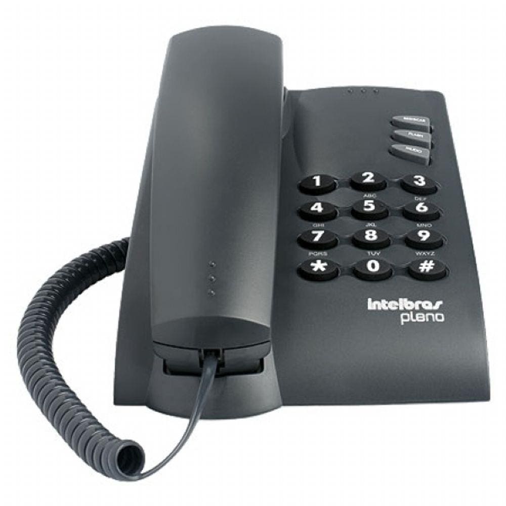 Telefone Pleno Preto Funções Flash,Redial Mute.