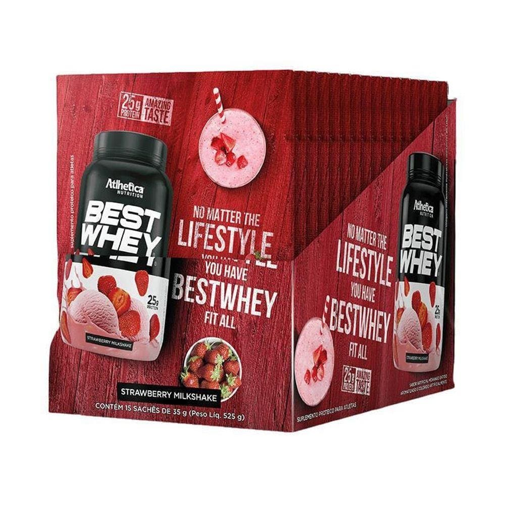 Best Whey Atlhetica Display - 15 Sachês Strawberry Milkshake