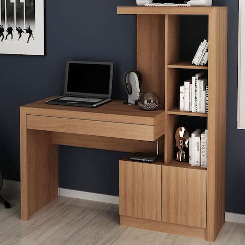 imagem-Mesa Para Computador 2 Portas 1 Gaveta  Me4143 Amendoa - Tecno Mobili - Bege