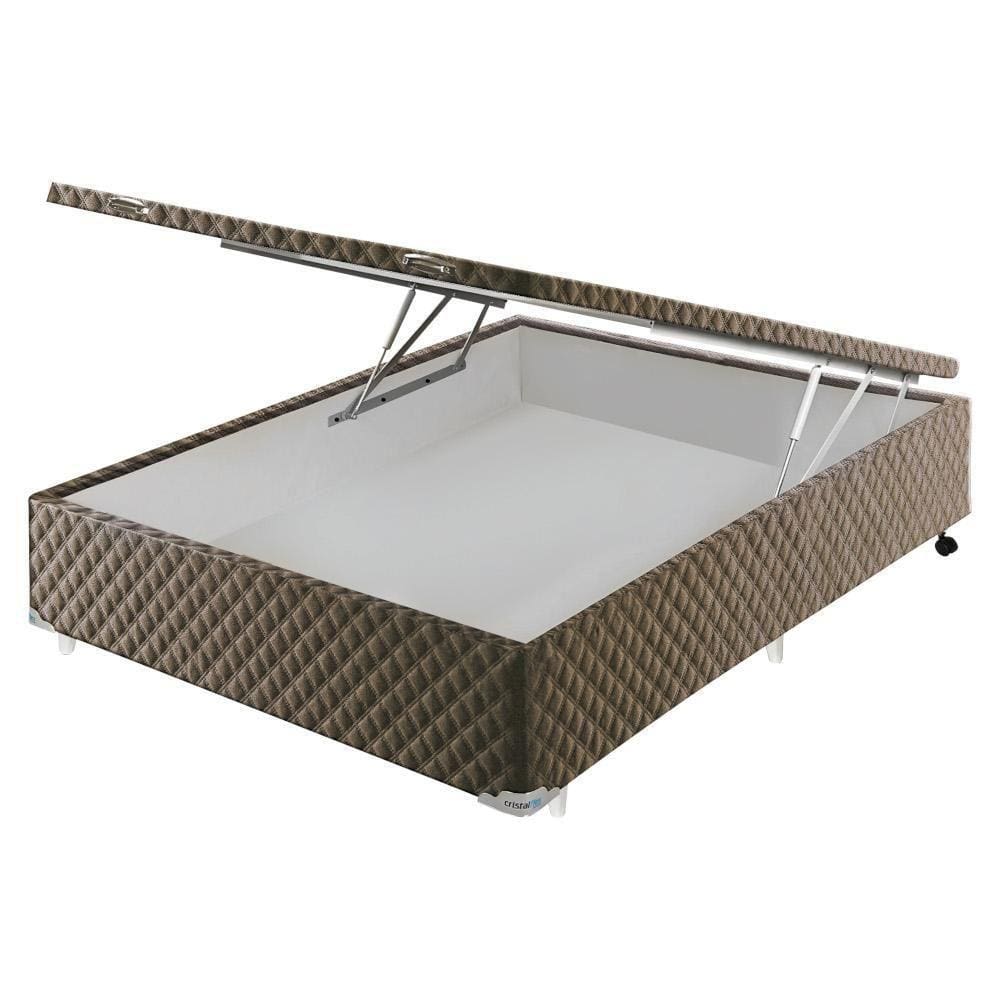 Base para Cama Box Casal com Baú 138x188cm Suede Marrom Cristalflex