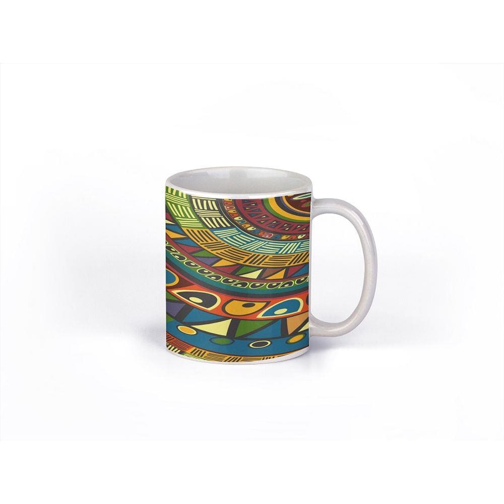Caneca ECF Abastrato Inca Branca Porcelana 325ml