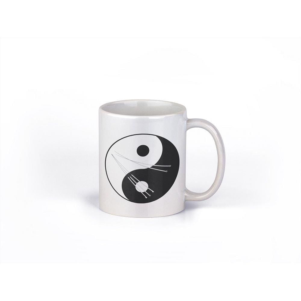 Caneca ECF Yin Yang e Agulhas de Acupuntura Branca Porcelana 325ml