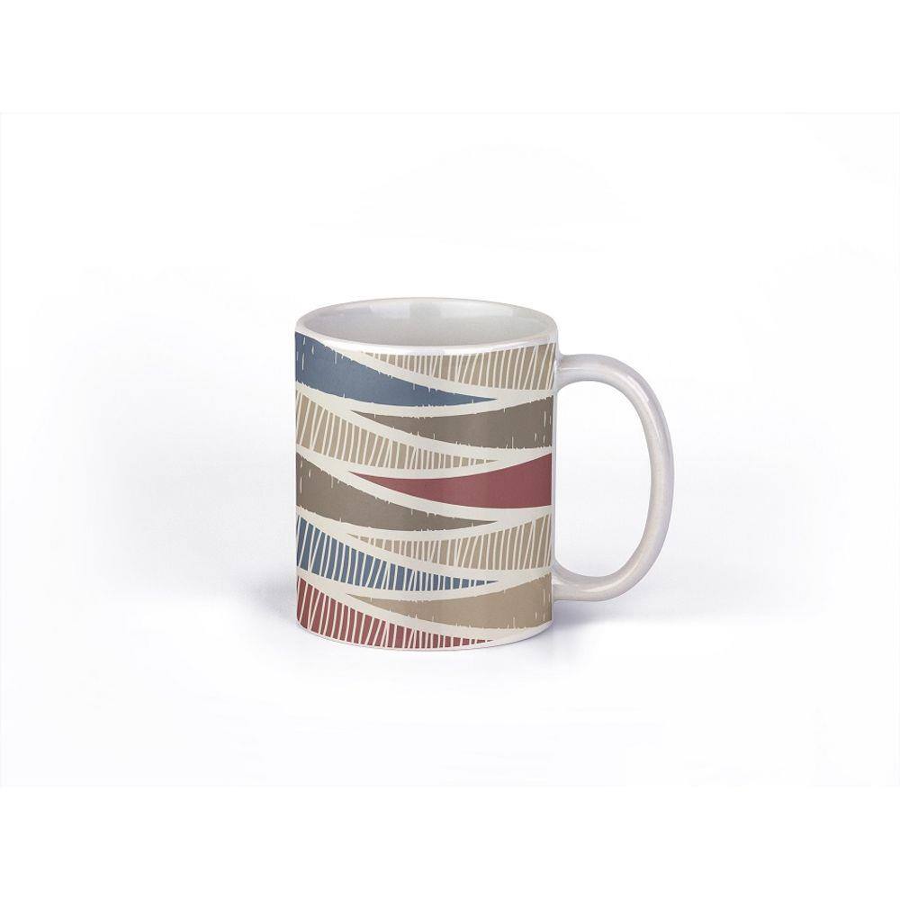 Caneca ECF Triângulos Branca Porcelana 325ml
