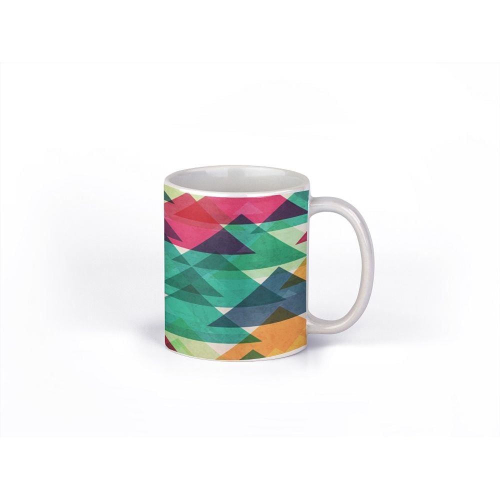 Caneca ECF Triângulos Equiláteros Branca Porcelana 325ml
