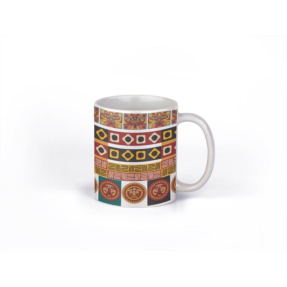 Caneca ECF Abstrato Arabescos Branca Porcelana 325ml