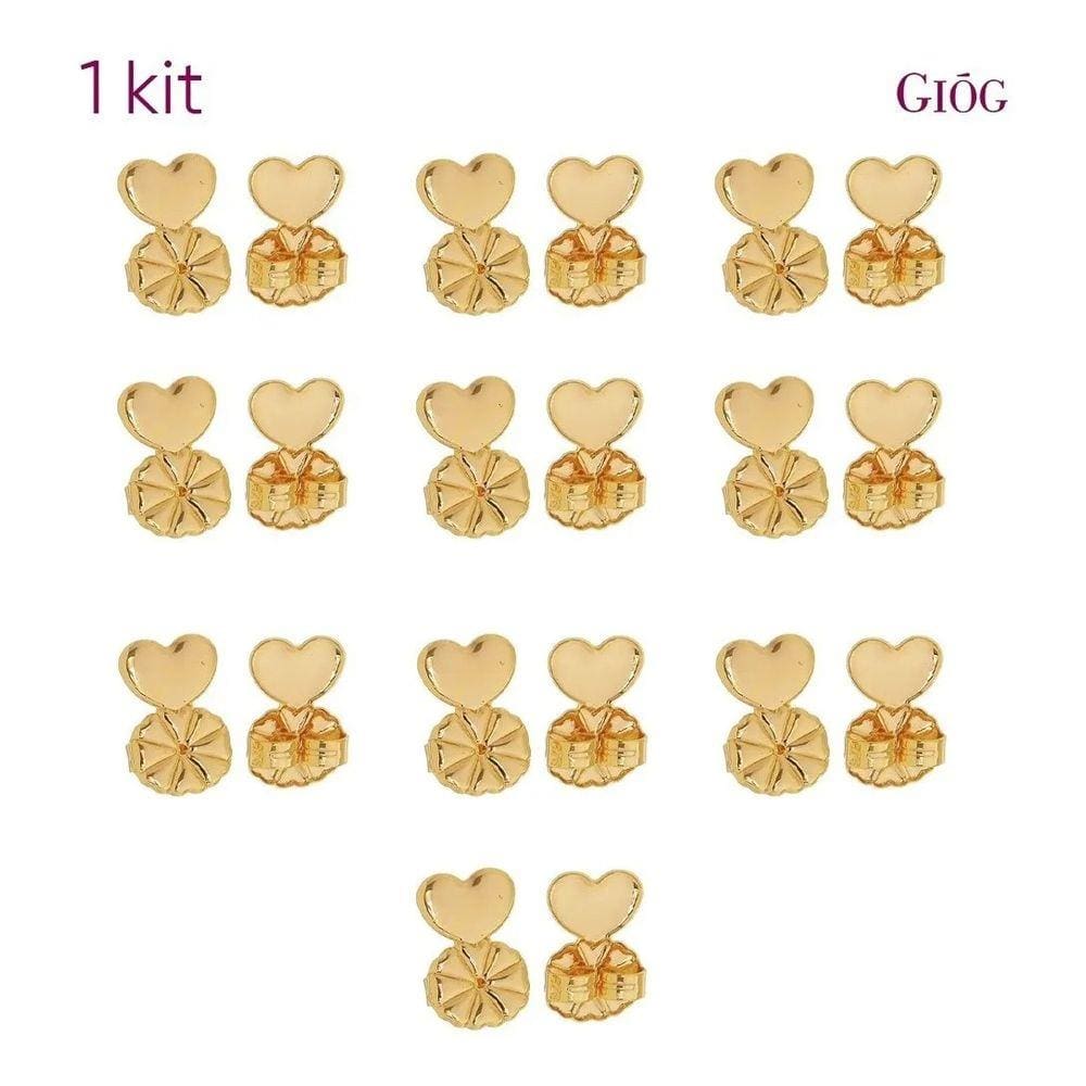Kit 10 Pares Tarraxa Mágica Banhada Ouro 18K Para Orelha Rasgada