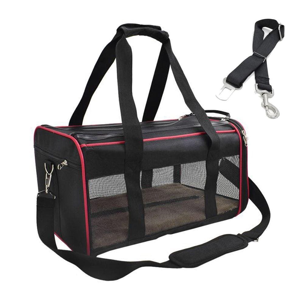 Bolsa Pet Transporte Vemelho + Cinto De Segurança