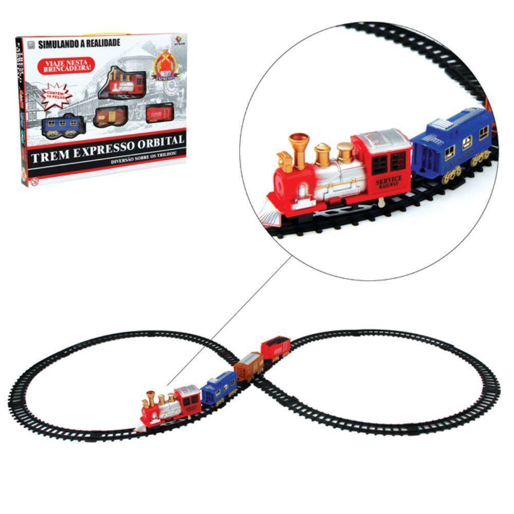 Ferrorama Trem A Pilhas Máquina Locomotiva Pista Som E Luz