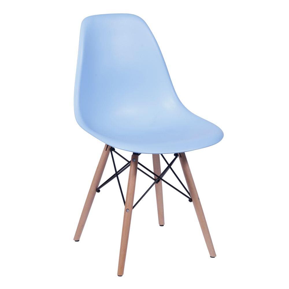 Cadeira Eames Eiffel com Pés de Madeira - Azul