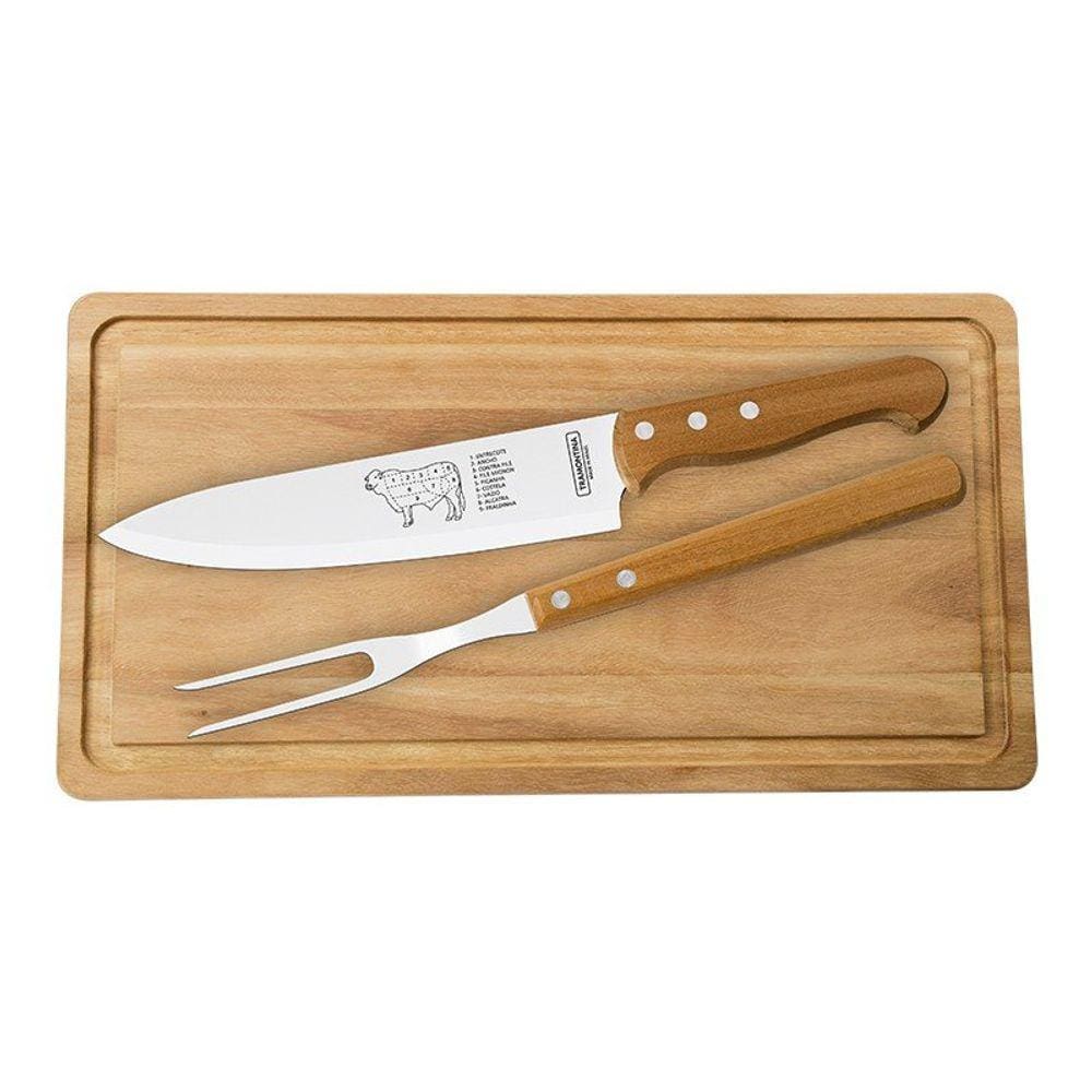 Kit Churrasco Tramontina 3 Peças 22399076 Madeira Natural