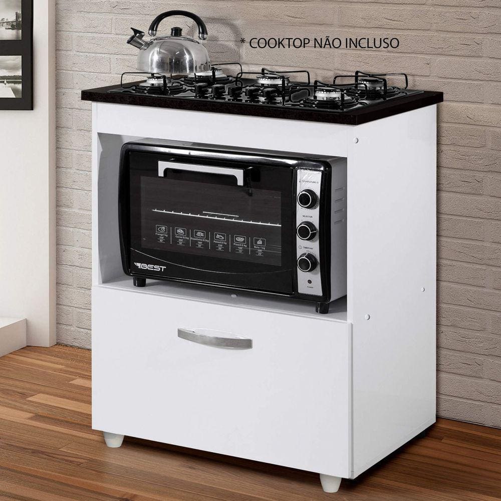 Balcão para Cooktop 1 Porta 1 Nicho Salvia Yescasa Branco