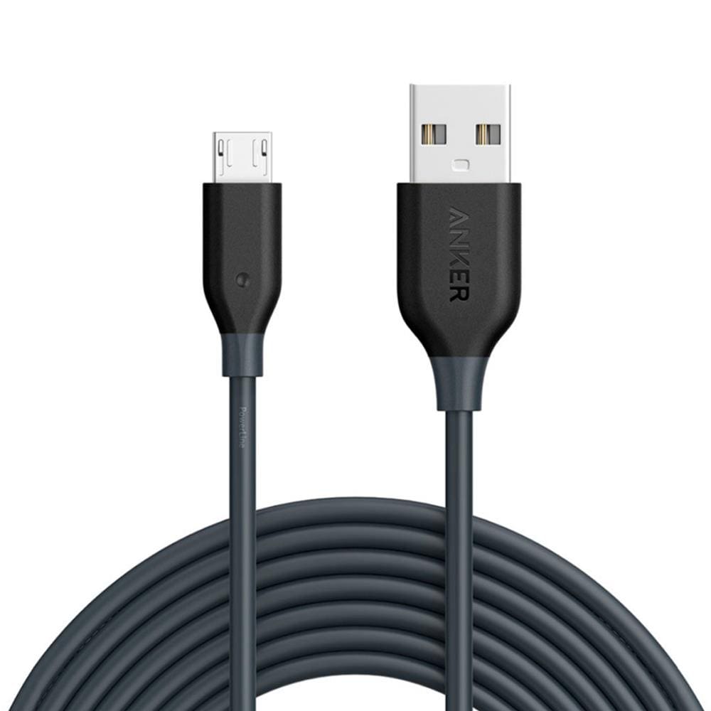Cabo Anker Powerline Micro USB Android 3 metros Cinza Anker