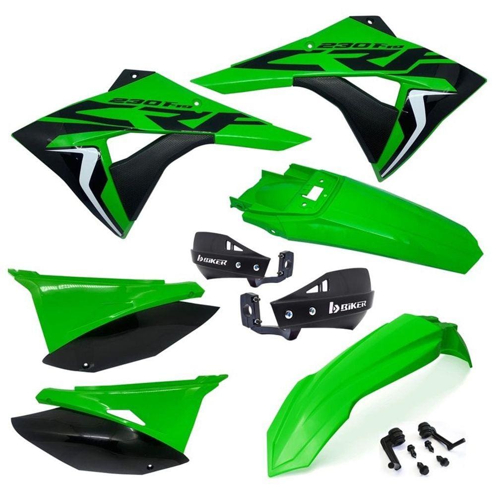 Kit Plástico Biker Elite Crf 230f Com Adesivos E Protetor Mão