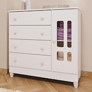 Cômoda Infantil Fraldário Ariel Branco Brilho MDP/MDF 95x92cm Carolina Baby
