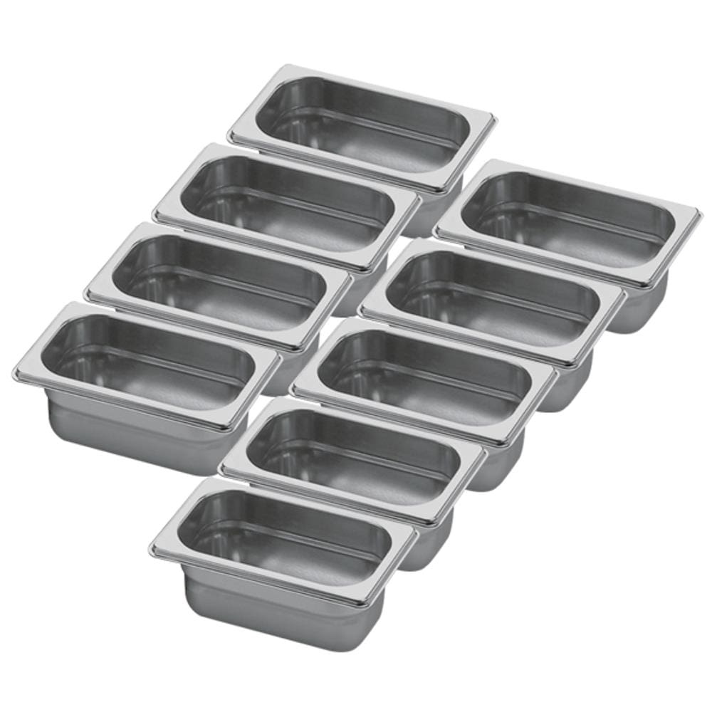 Conj 9 Cuba Gastronômica Inox GN 1/9x65 mm 0,67 L sem alça