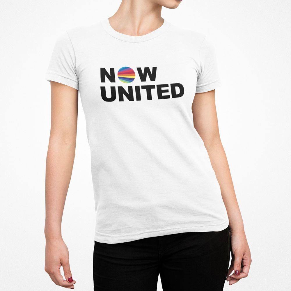 Camiseta ECF Feminina Now United Manga Curta Branca Poliester
