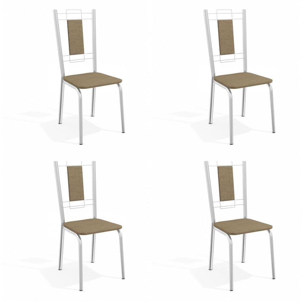 Conjunto 4 Cadeiras Metal Florença Kappesberg Cromado/Capuccino