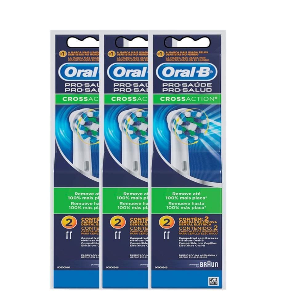 Kit 6 Refis Escova Elétrica Oral-B Cross Action com 2 unidades