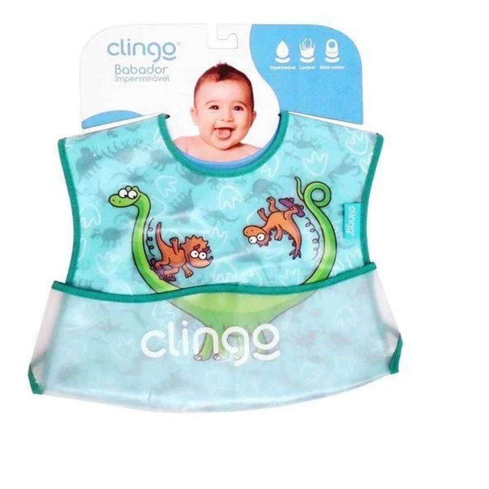 Babador Impermeável Com Bolso Coletor Dinos Clingo C0158 Bra