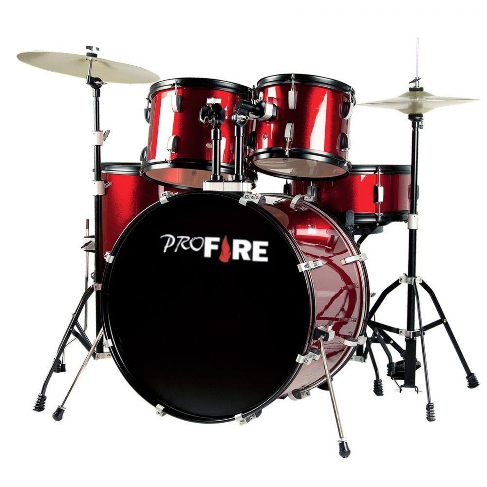 Bateria Spanking Pro Fire Vinho C/ Ferragem Preta e Banco