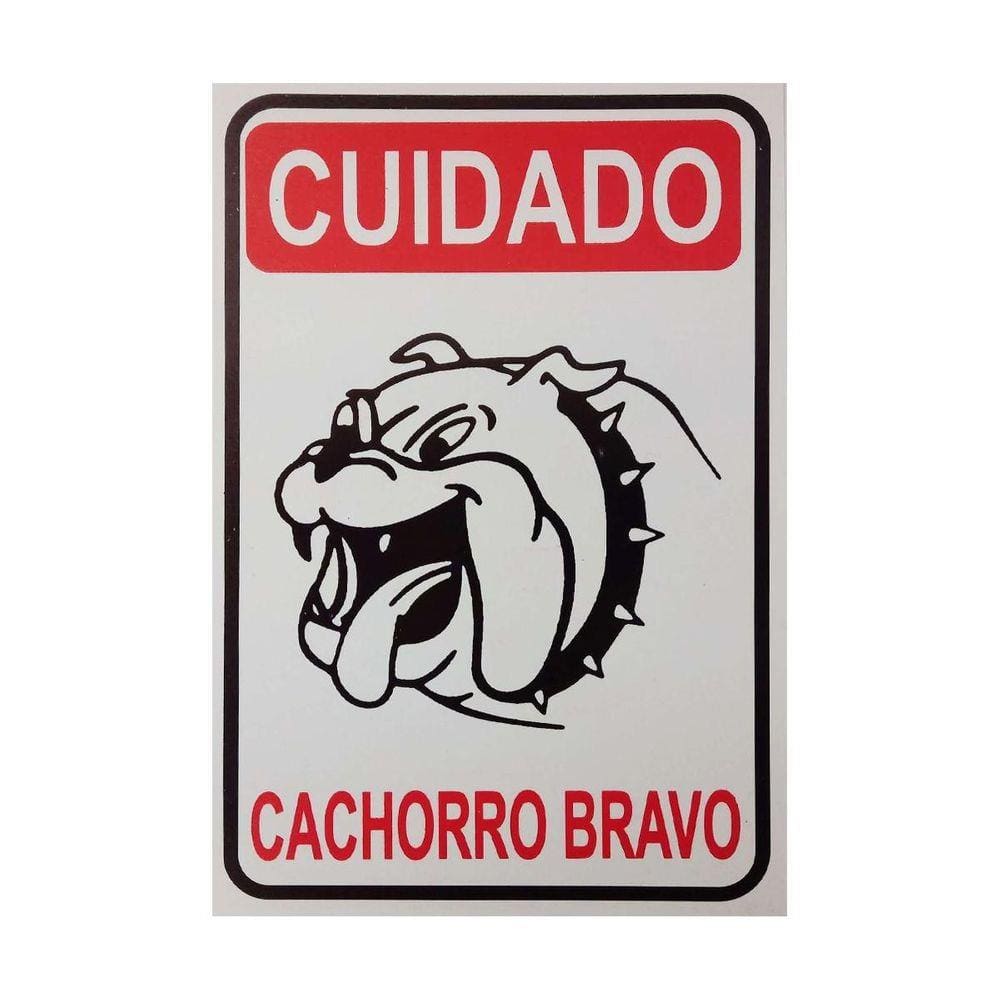 Placa De Sinalização Cuidado Cachorro Bravo 20X30 - Ps28 F5E