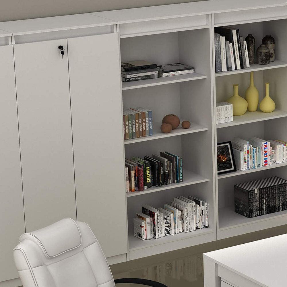 Armário Alto para Escritório 2 Portas com Chave ME4151 Espresso Móveis Branco