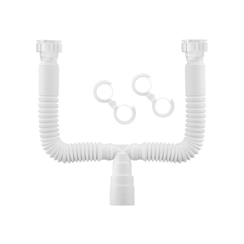 Sifão Duplo Sanfonado Extensível Docol 1231826 72cm Branco Universal