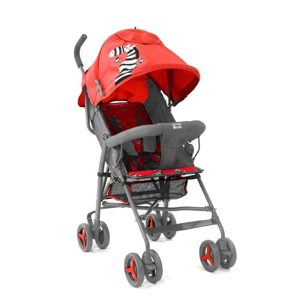 Carrinho Bebê Guarda Chuva 6 à 36 meses Zebra Vermelho - Star Baby