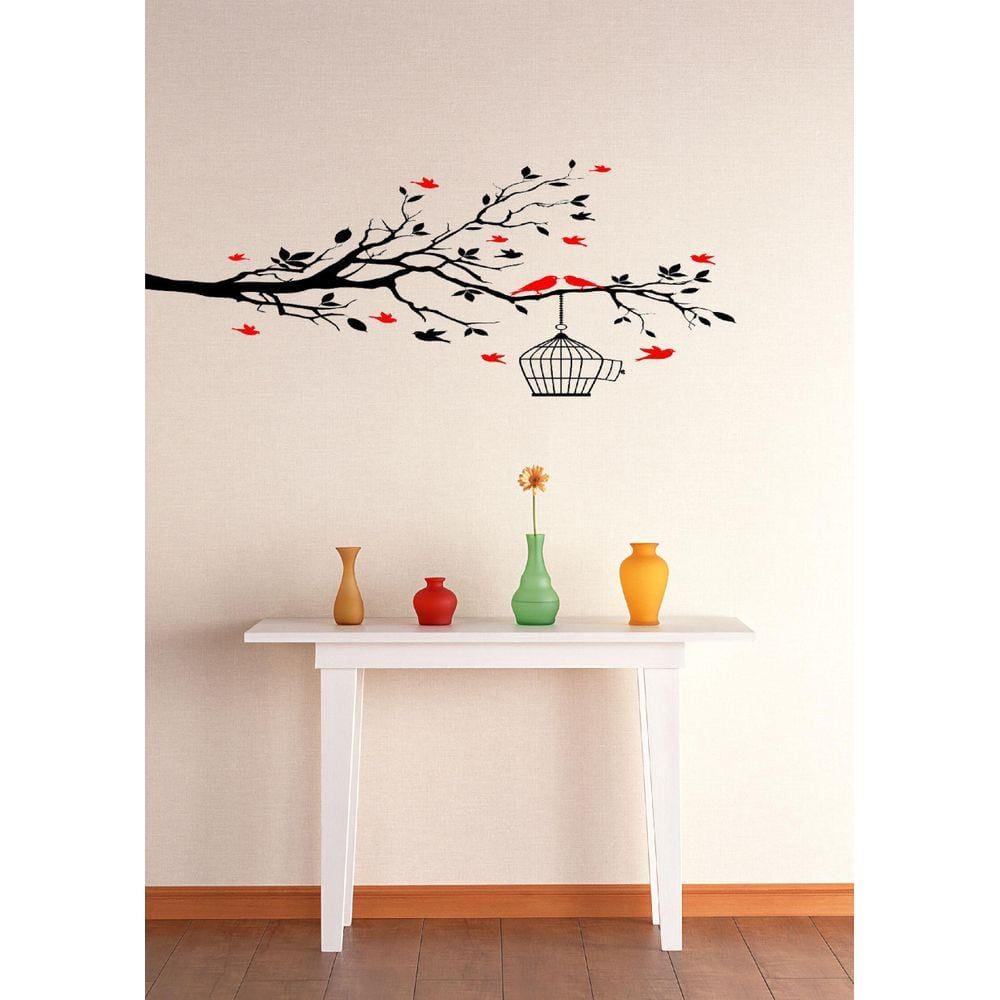 Adesivo Decorativo de Parede Tronco e pássaros lindo