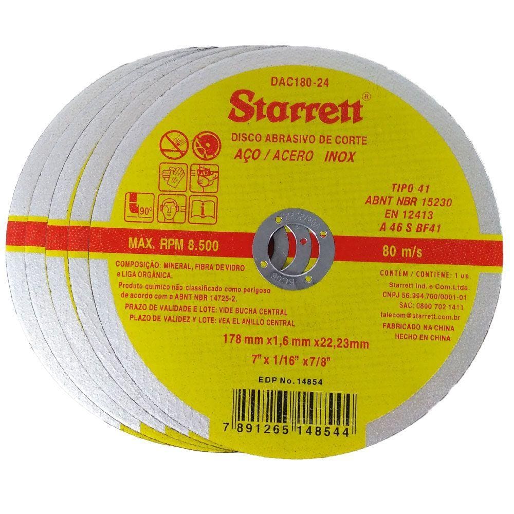 Disco de Corte Fino 7 X 1.6 mm DAC180-24 Starret 25 Unidades