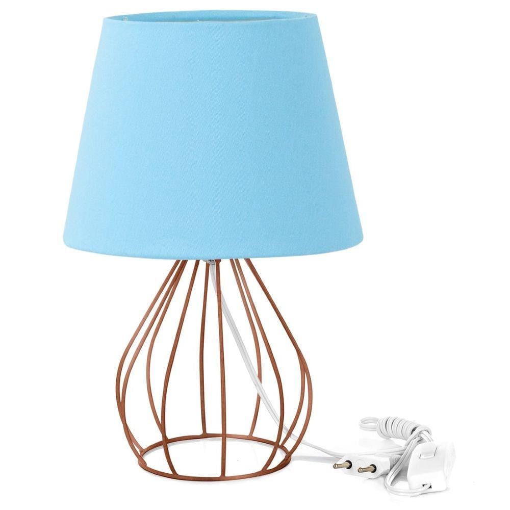 Abajur Cebola Dome Azul Bebe Com Aramado Cobre