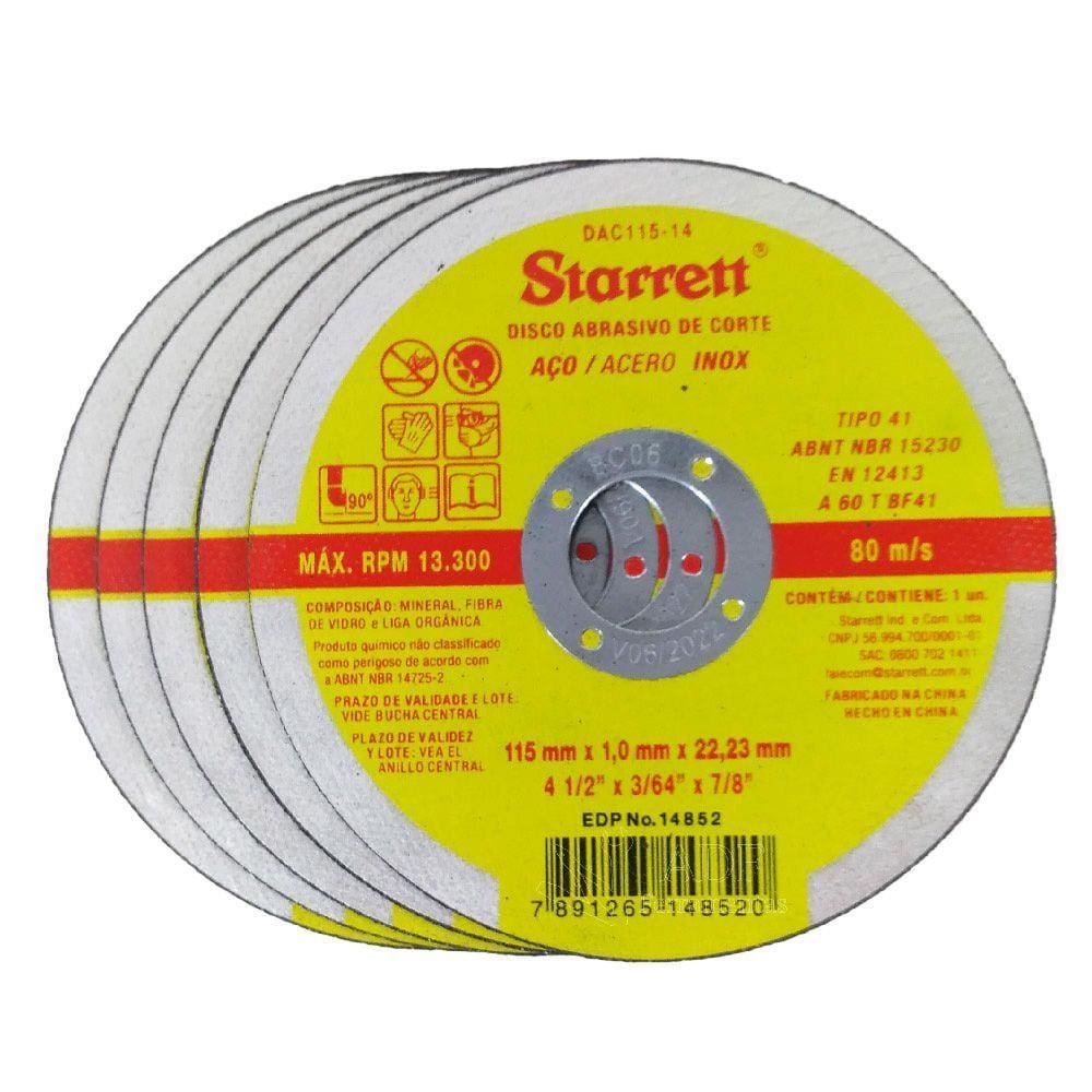 Disco de Corte Fino 4.1/2 X 1.0mm DAC115-14 -Starret 50 Unidades
