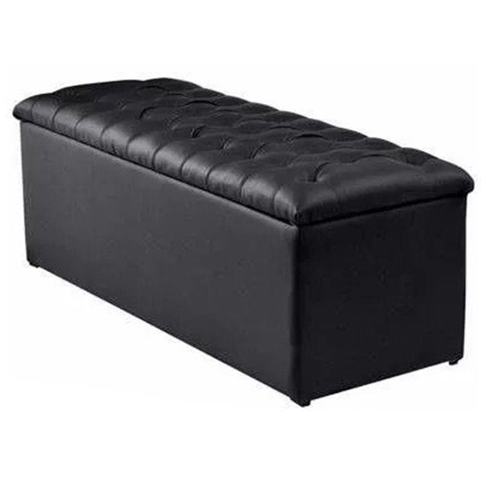 Calçadeira Recamier Baú Casal 140cm Sofia Corino Preto - DS Móveis