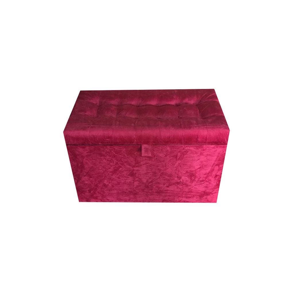 Puff Baú Estofado Retangular - 68 Cm - Rosa Choque