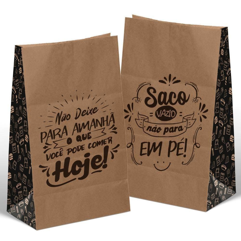Saco Kraft Médio Para Delivery, Viagem Reforçado 300un