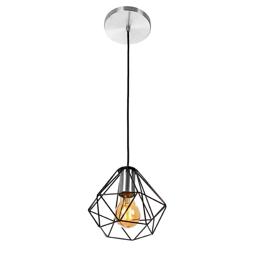 Pendente Diamante Aramado Escovado com Preto Fabuloso