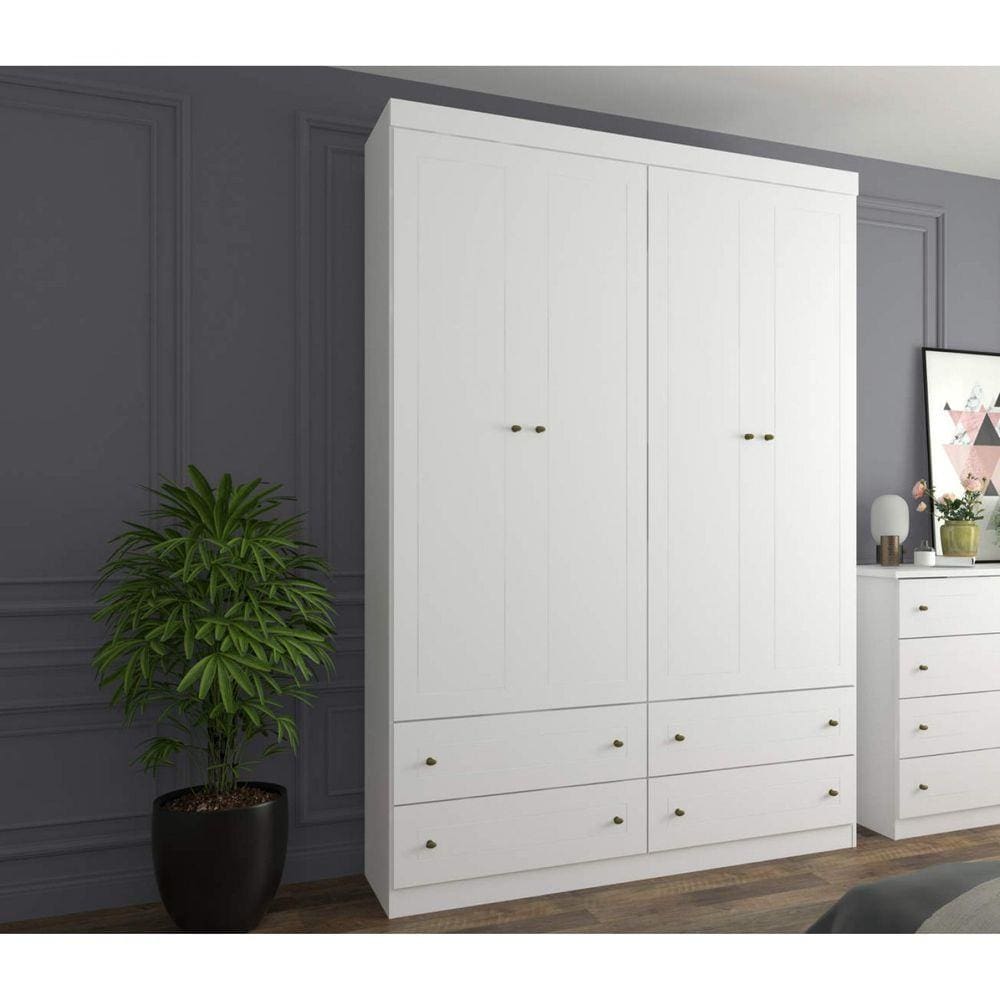 Guarda Roupa 4 Portas 4 Gavetas Americano Henn Branco