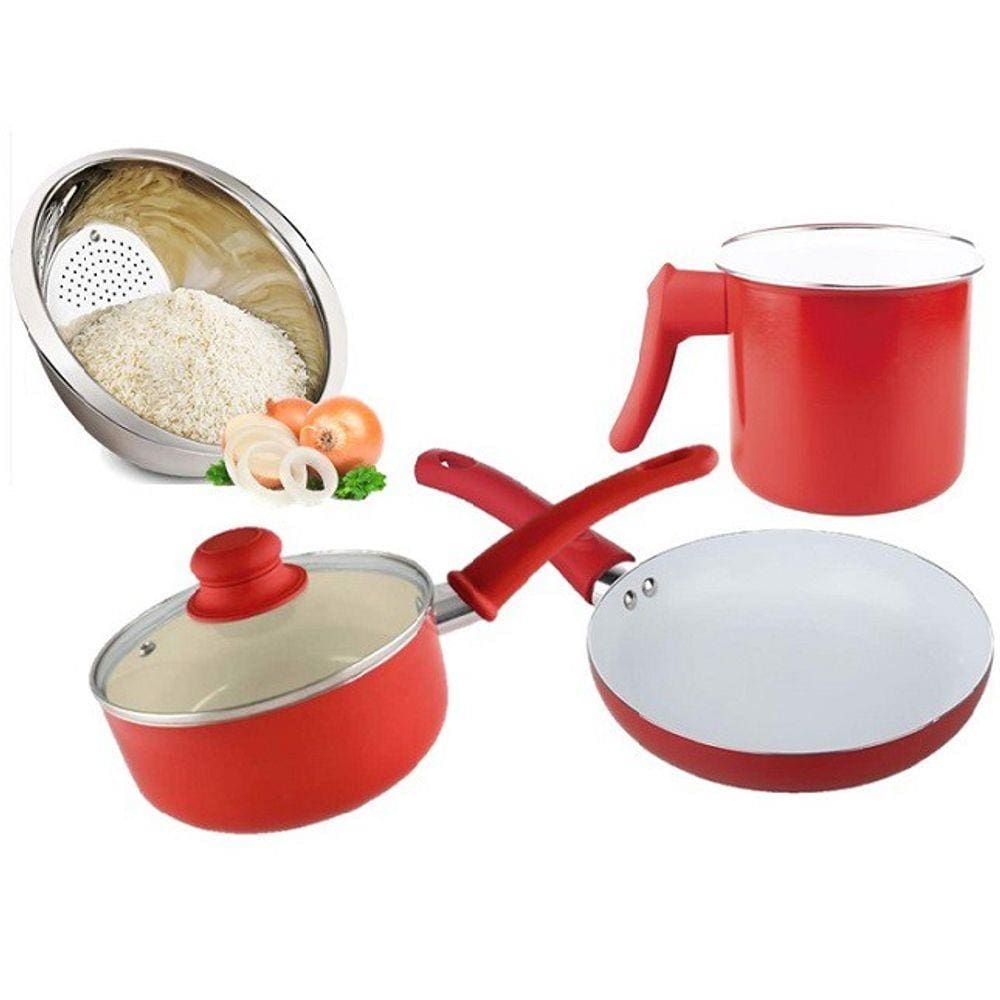 Kit Cozinha Panela Fervedor Frigideira Escorredor Arroz