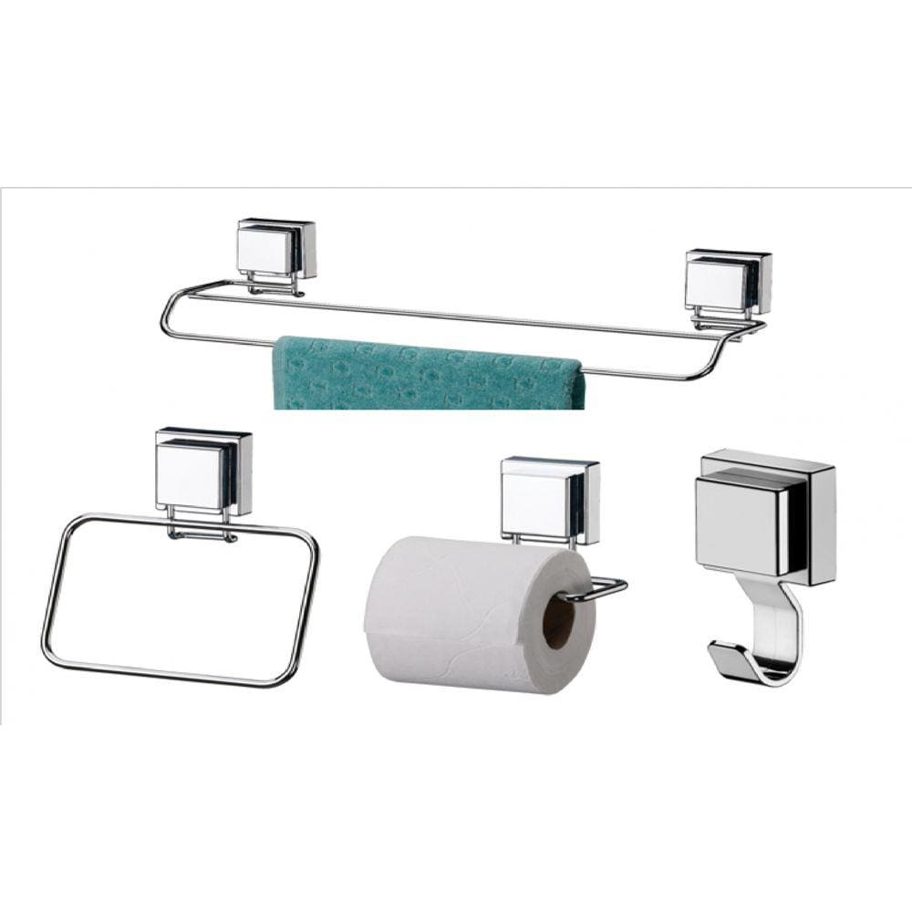 Kit conjunto banheiro inox ventosa sucção 4 peças Future
