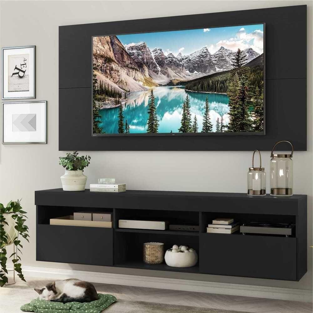 Rack c/ Painel TV 65" Suspenso com 2 Portas Londres Multimóveis