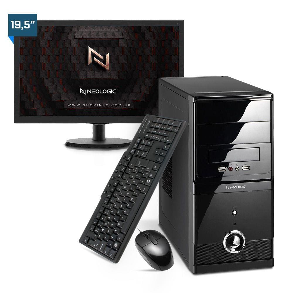 Kit - Computador Neologic NLI81906 Intel Intel Core i3 10100 Geração 8Gb 1TB + Monitor 19,5