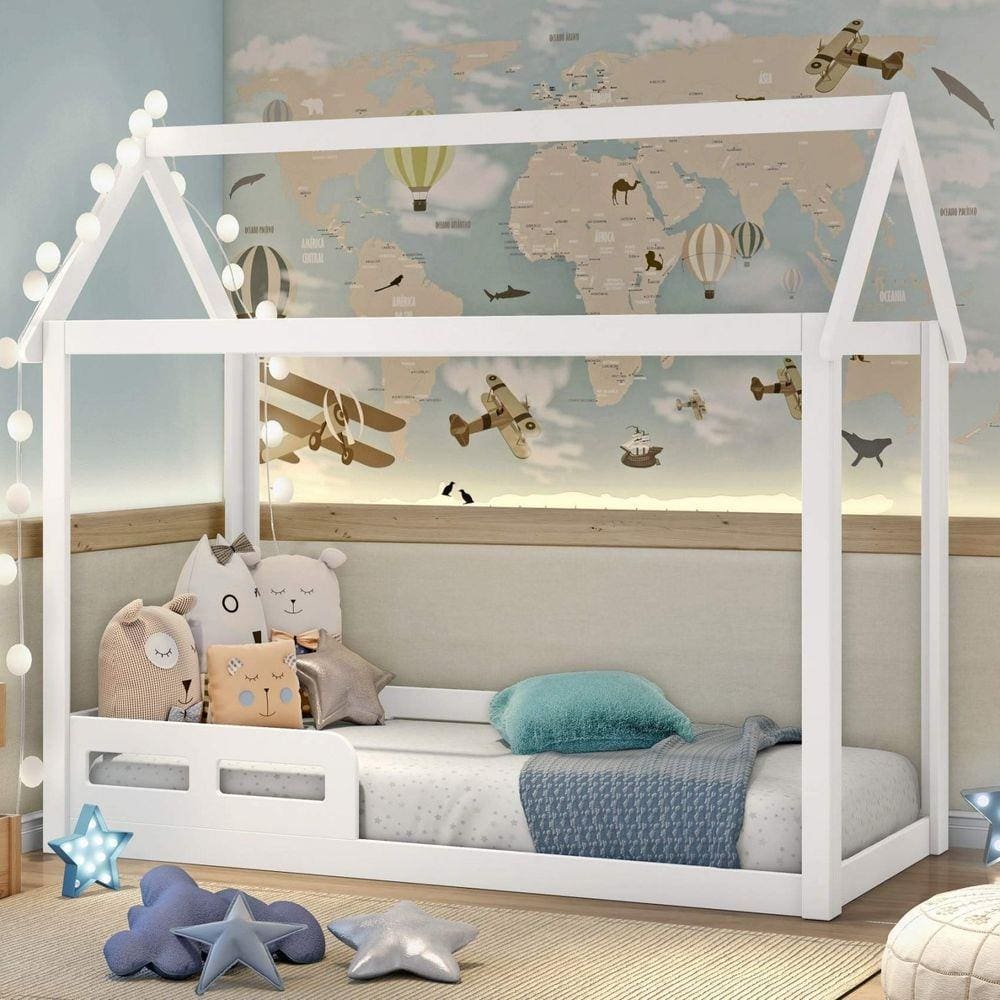 Cama Montessoriano Casinha Carolina Baby Branco Fosco
