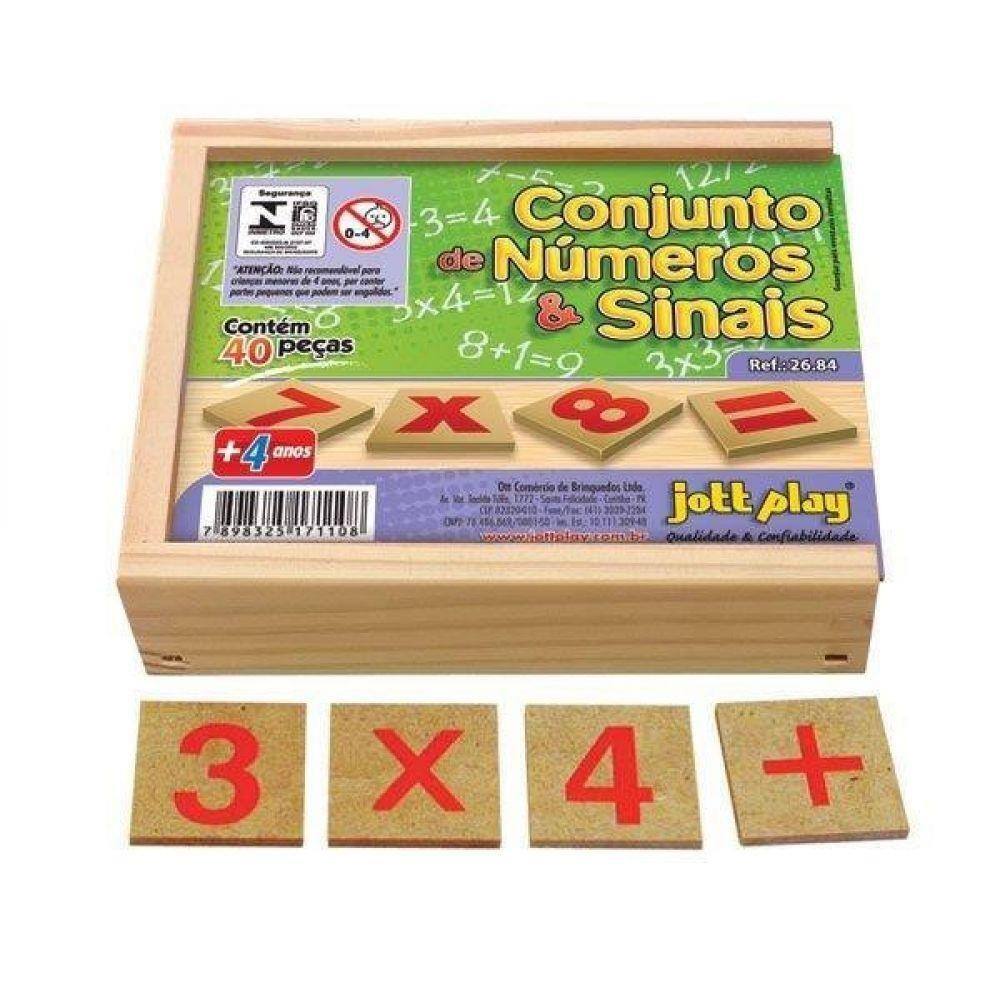 Conjunto De Números E Sinais Com 40 Peças Em M.d.f Madeira