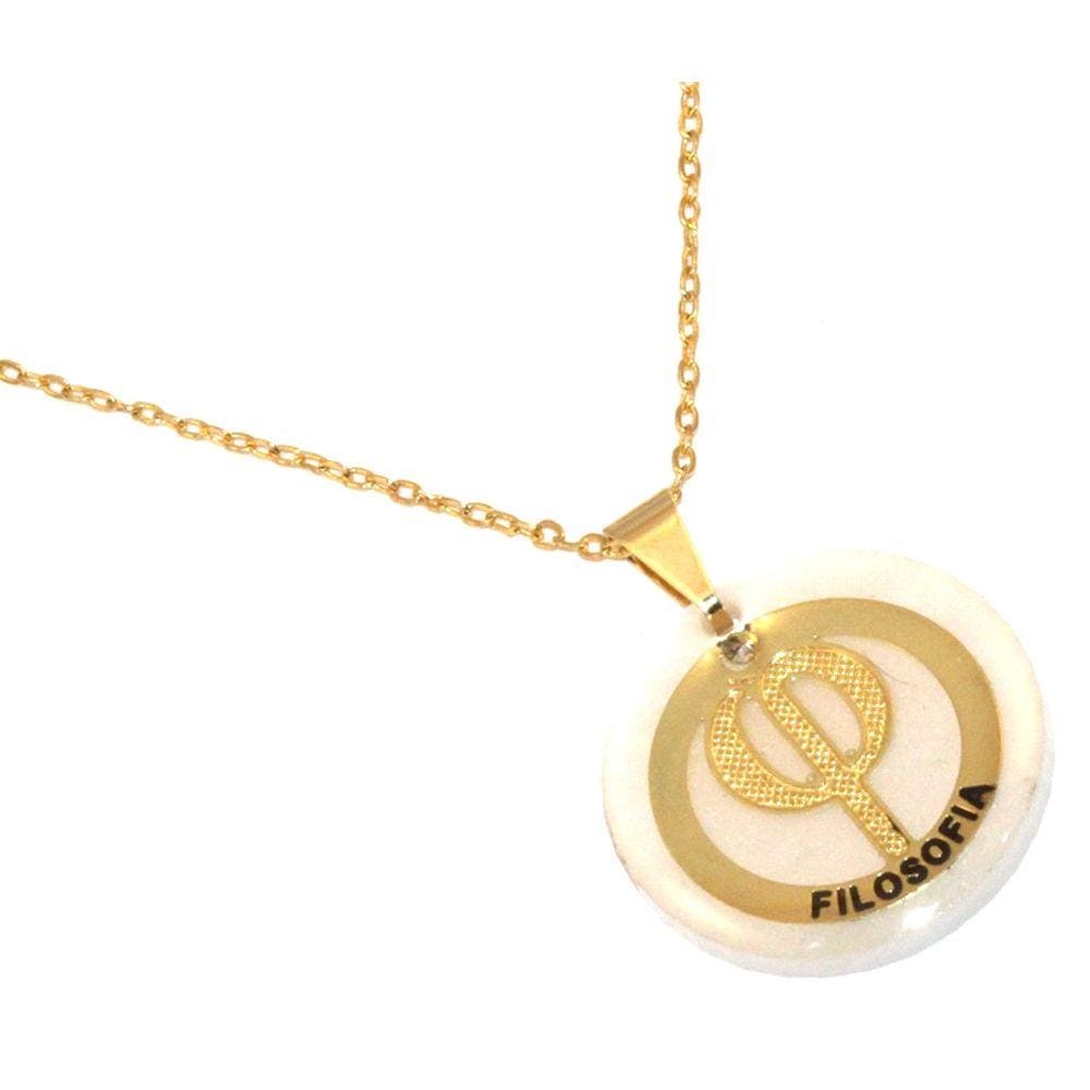 Colar Cordão Profissão Filosofo Filosofia Folheado Ouro 18k