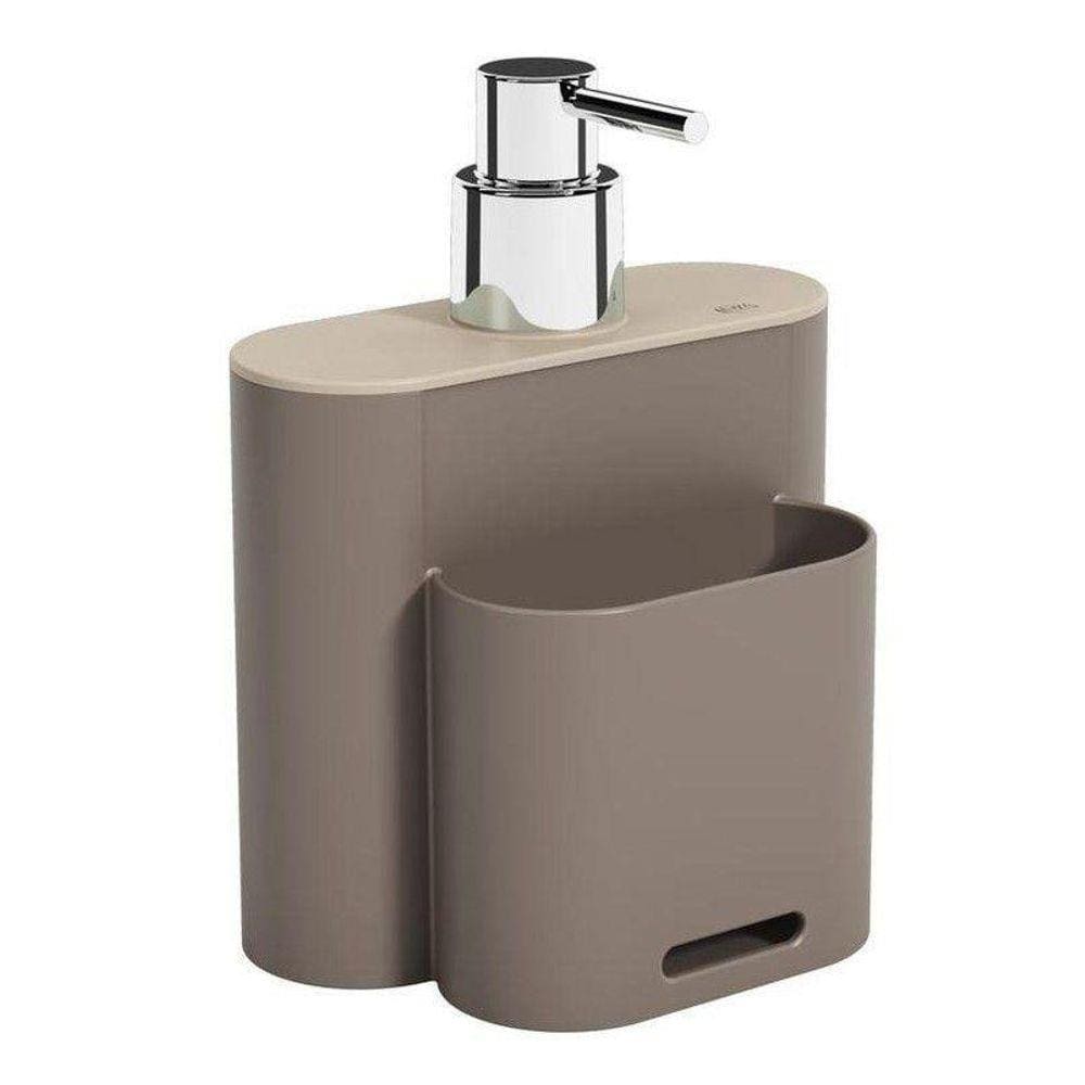 Dispenser Detergente E Bucha 500Ml Flat Coza Cinza