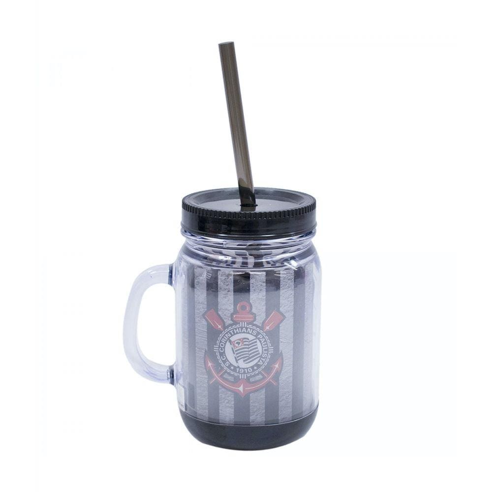 Caneca com Tampa e canudo 420ml - Corinthians