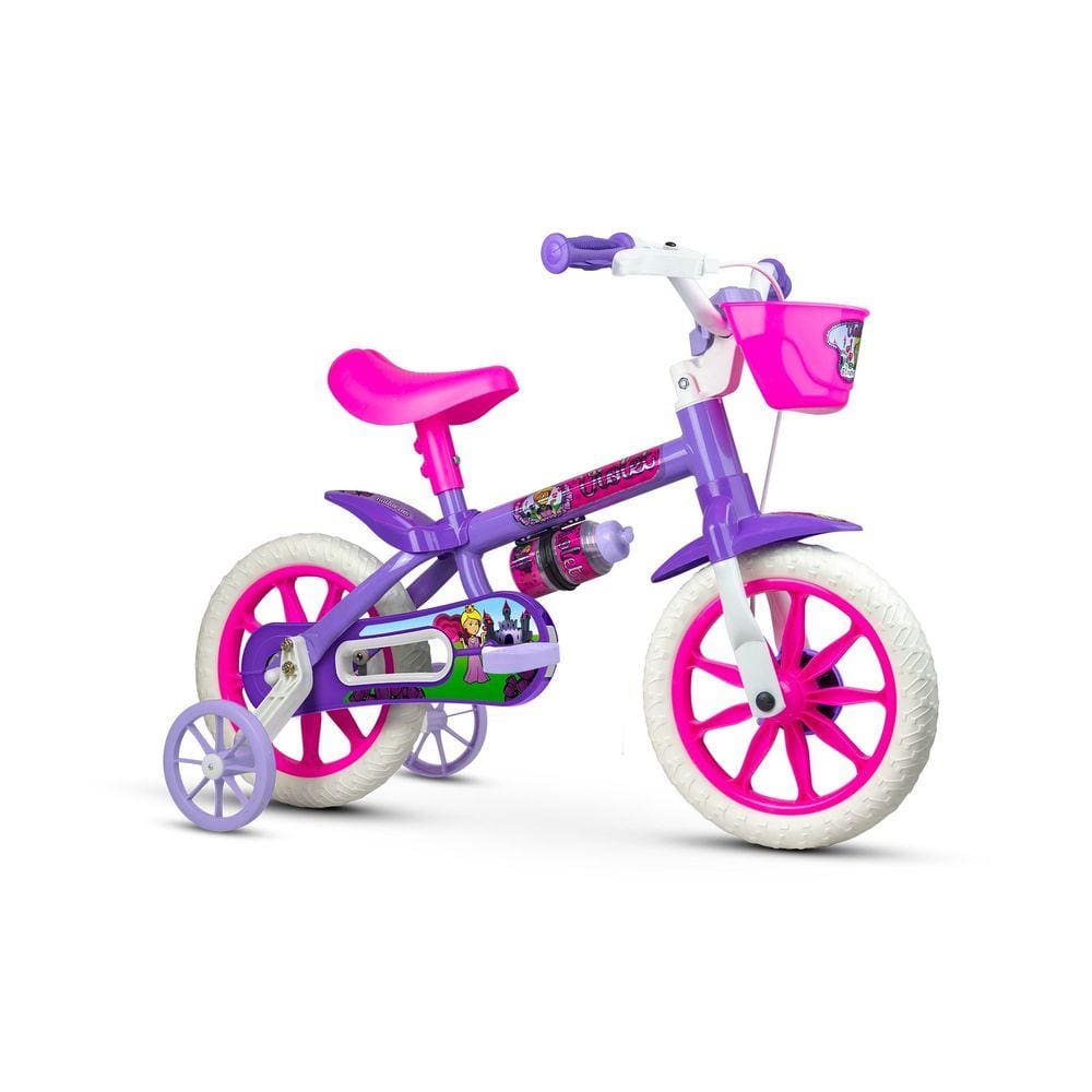 Bicicleta Infantil Aro 12 Com Rodinhas Menina Violet - Nathor