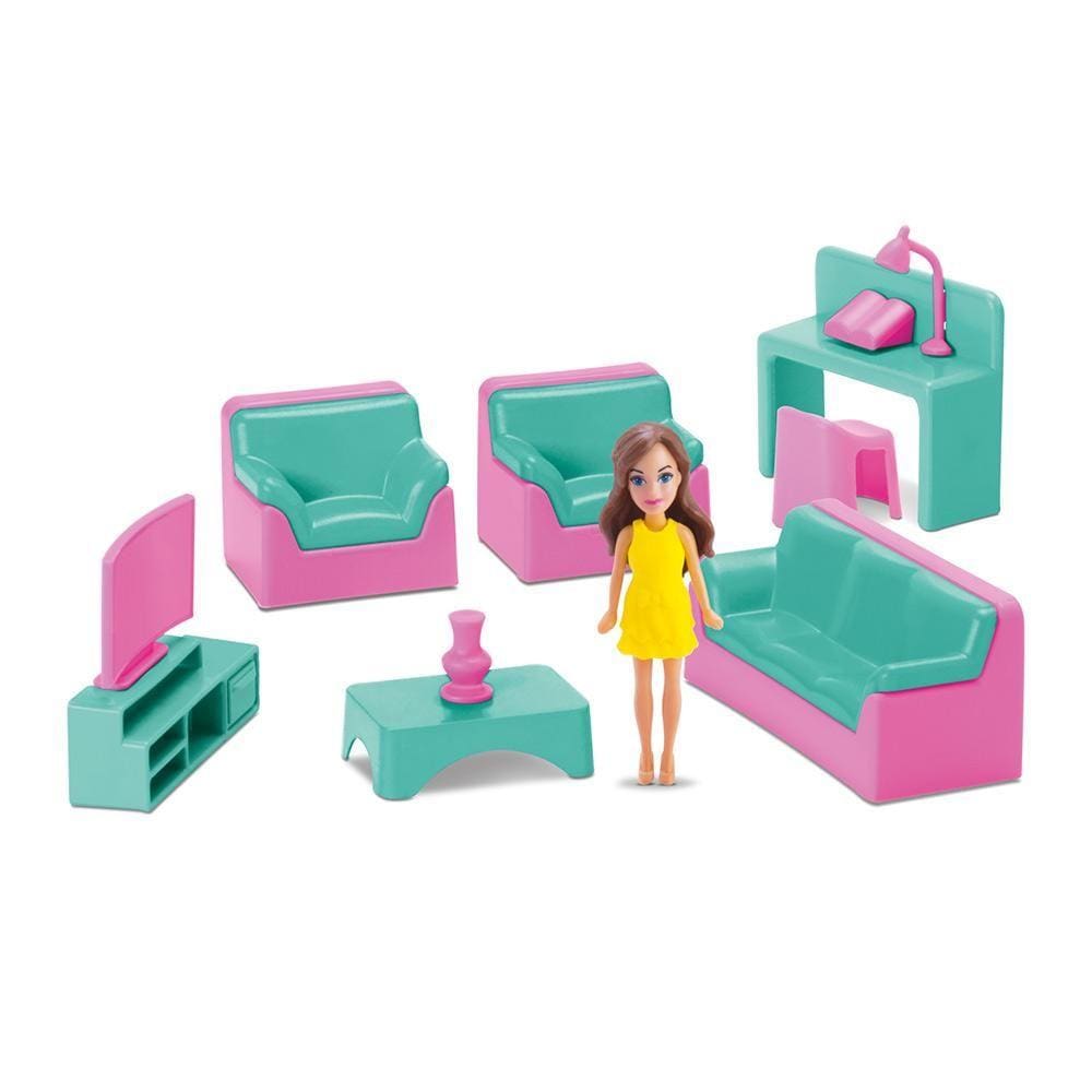 Mini Sala Infantil com Boneca - Judy Home - Samba Toys